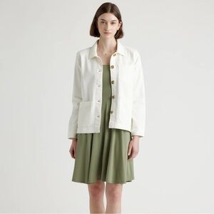 Quince Women’s Organic Comfort Stretch Chore Jacket White Size Medium